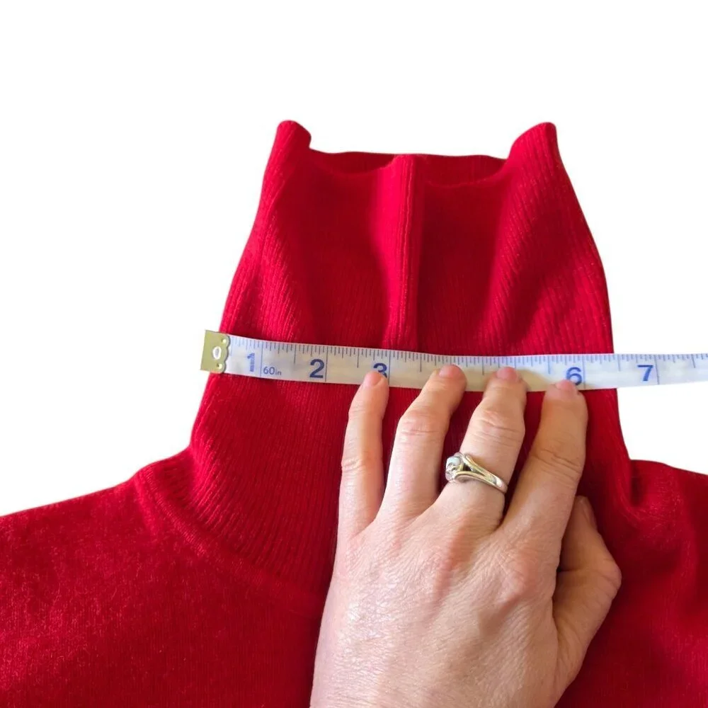 Ralph Lauren Red Cashmere Merino Angora Wool Turtleneck Sweater M